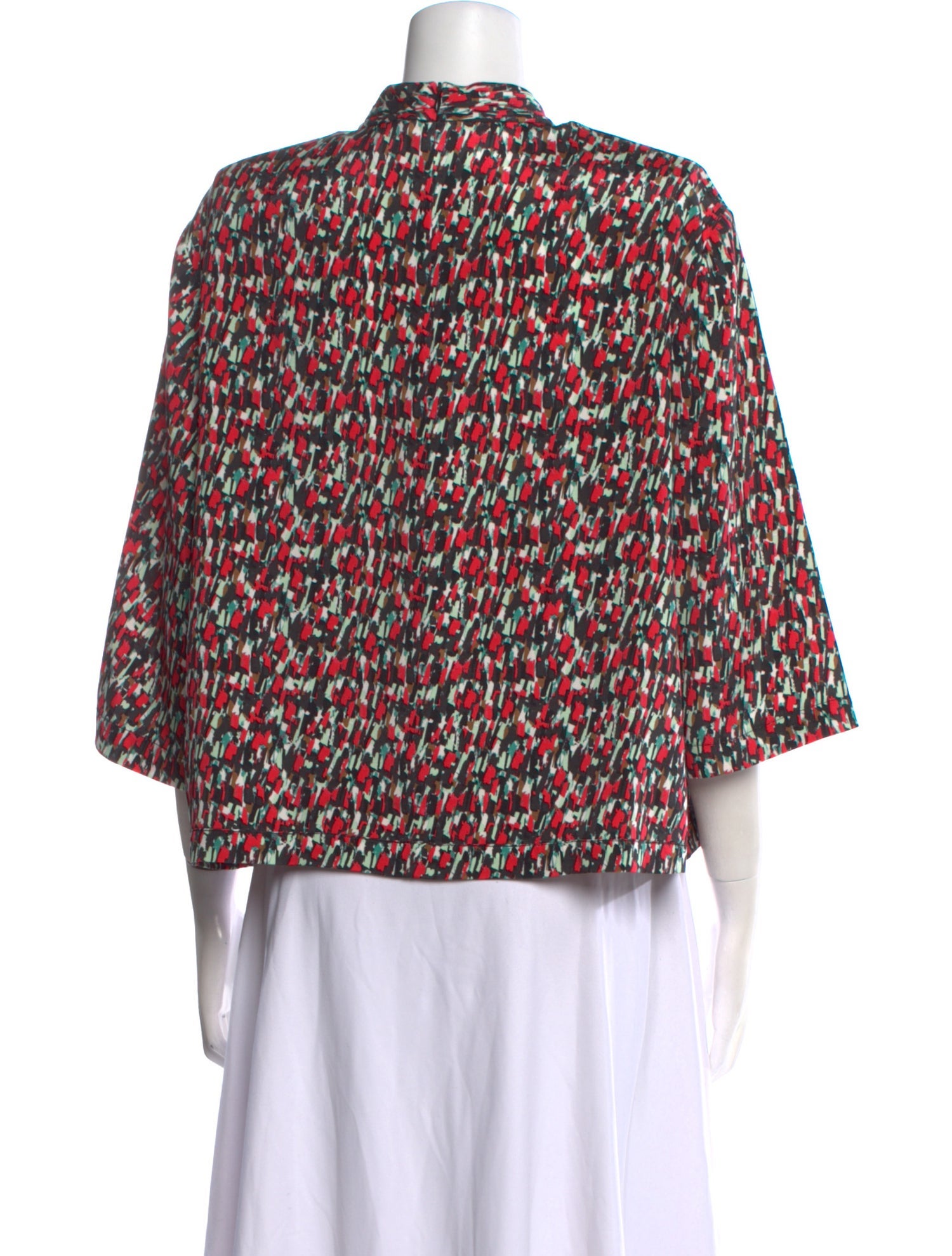 St. John Floral Print Mock Neck Blouse
